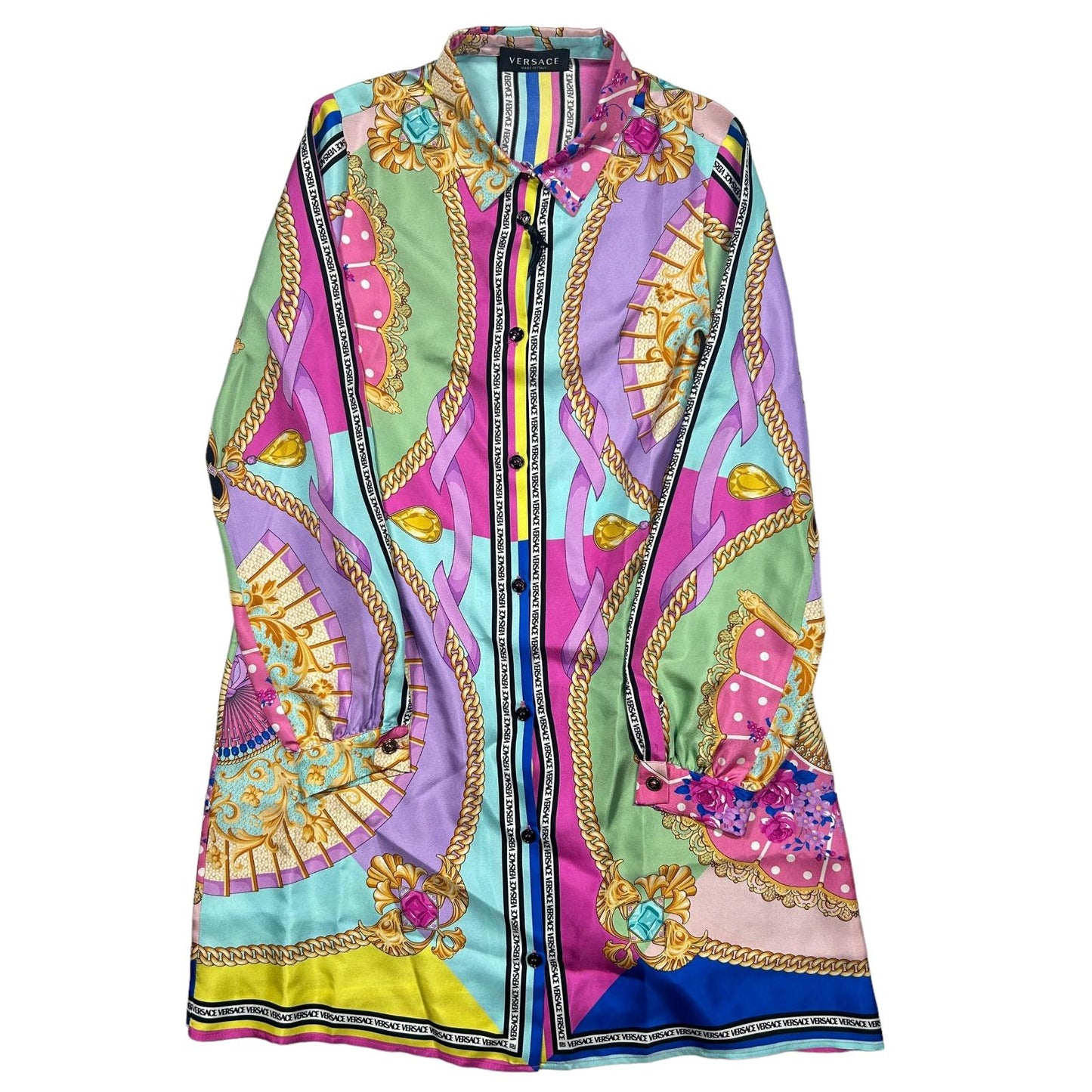 VERSACE KIDS Silk Print Shirt Dress Multicoloured Size:12 Years NEW RRP: 490