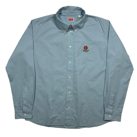 KENZO Cotton Crest LS Button Up Shirt Mens Blue Size:42 NEW RRP: 215