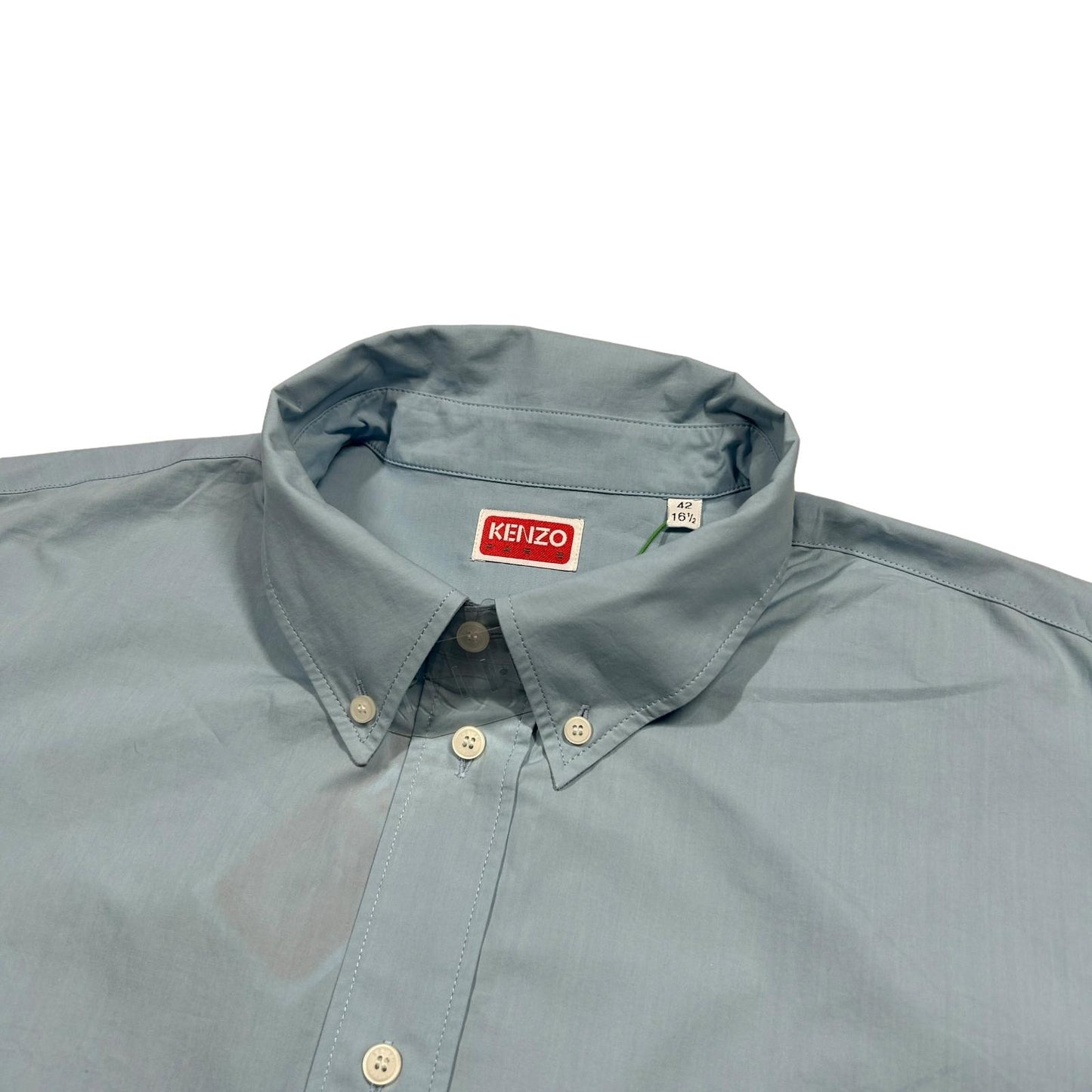 KENZO Cotton Crest LS Button Up Shirt Mens Blue Size:42 NEW RRP: 215