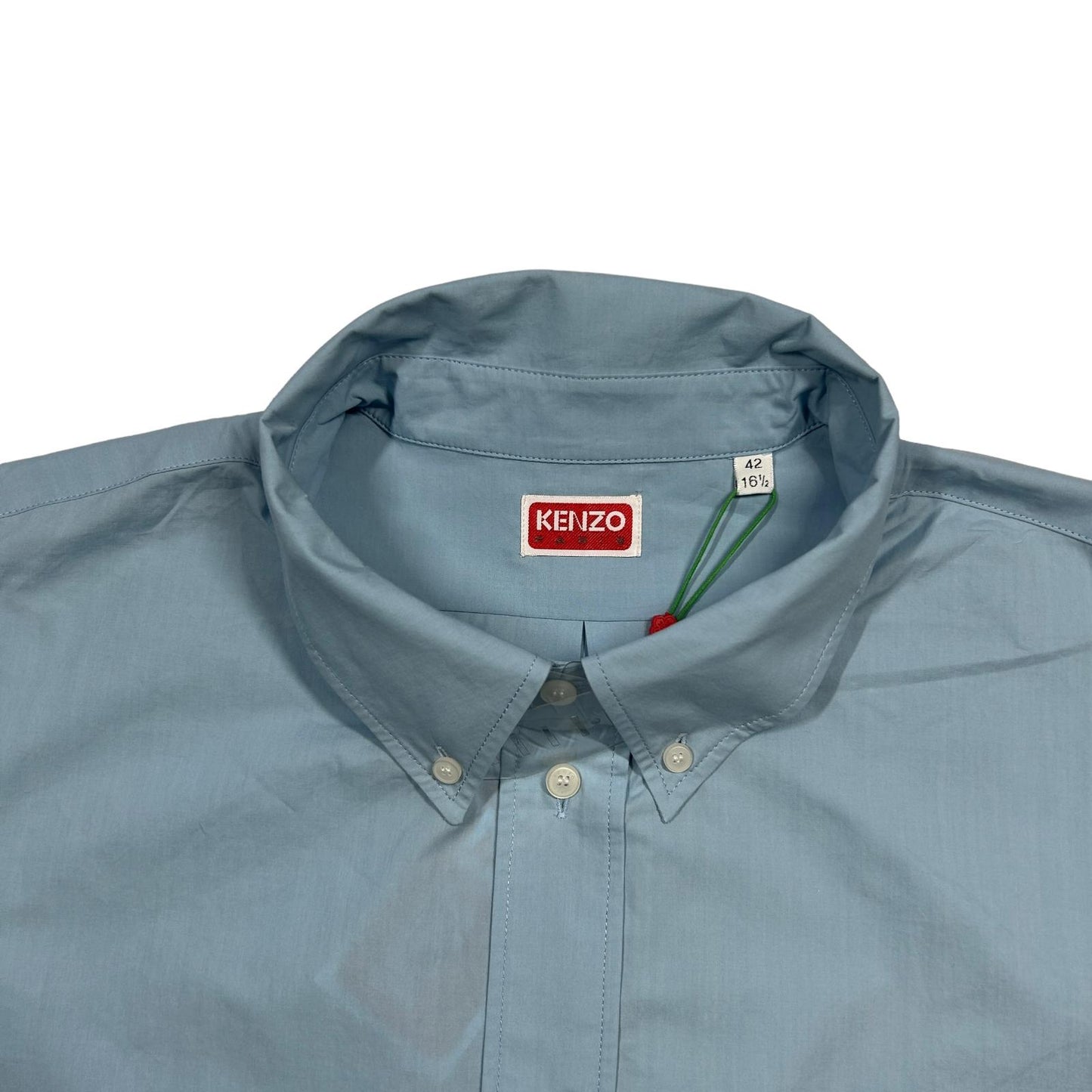 KENZO Cotton Crest LS Button Up Shirt Mens Blue Size:42 NEW RRP: 215