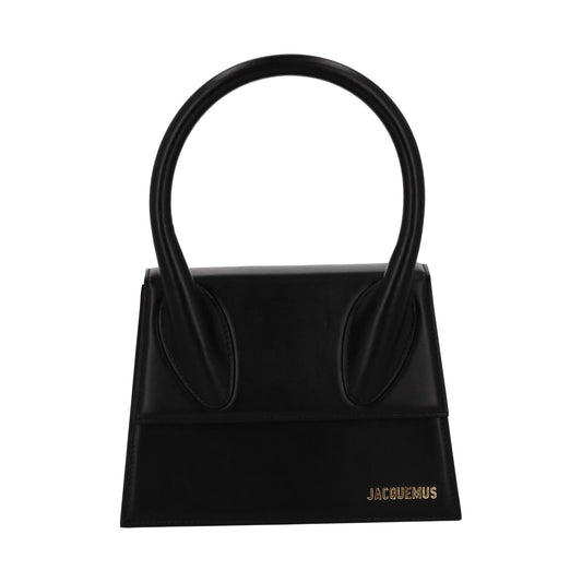 JACQUEMUS Handbag Le Grande Chiquito Flap Close Bag Black Leather NEW RRP805