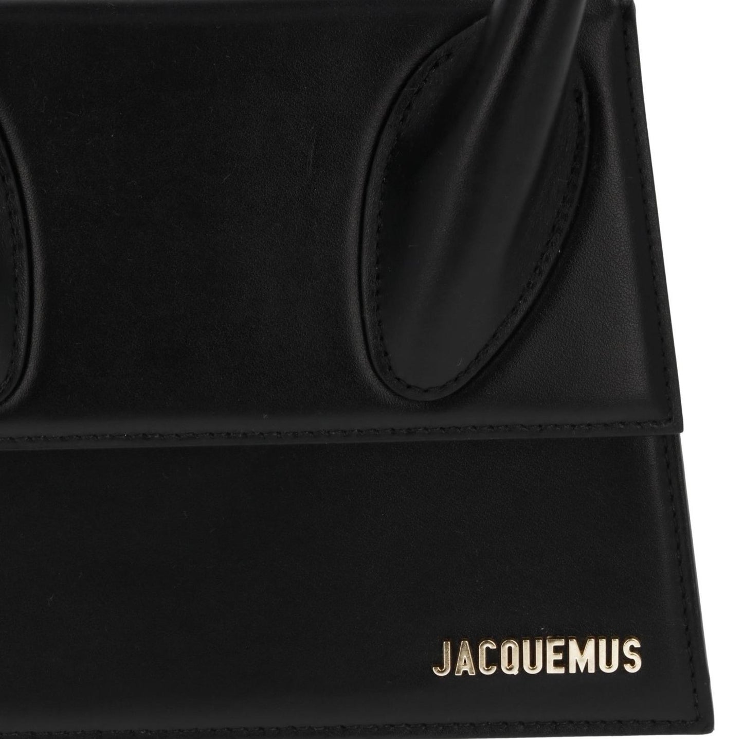 JACQUEMUS Handbag Le Grande Chiquito Flap Close Bag Black Leather NEW RRP805