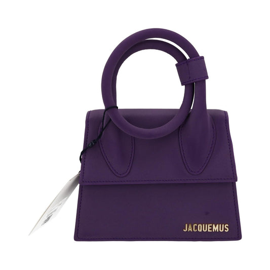 JACQUEMUS Handbag Le Chiquito Noeud Crossbody Strap Purple Leather NEW RRP565
