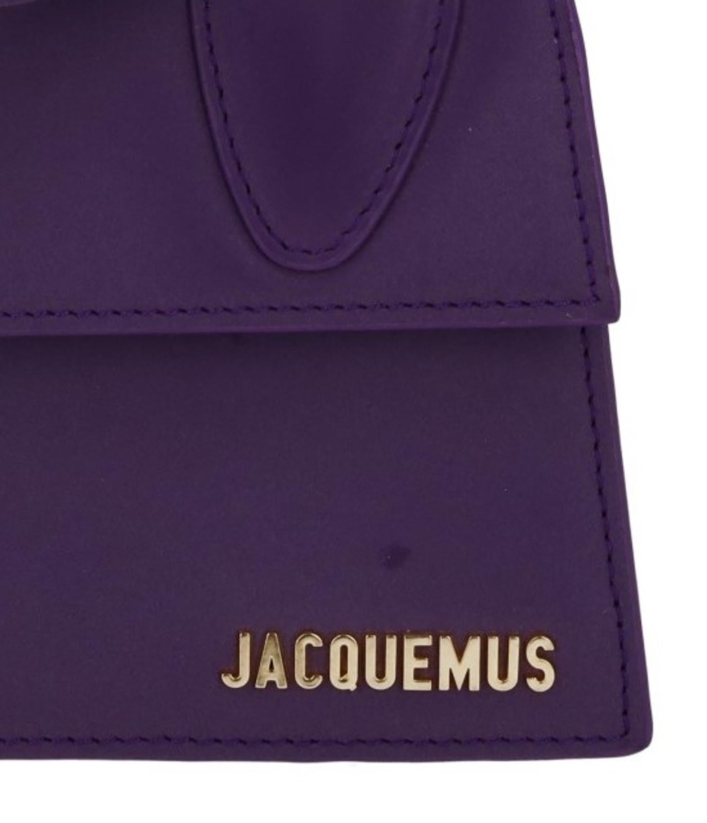 JACQUEMUS Handbag Le Chiquito Noeud Crossbody Strap Purple Leather NEW RRP565