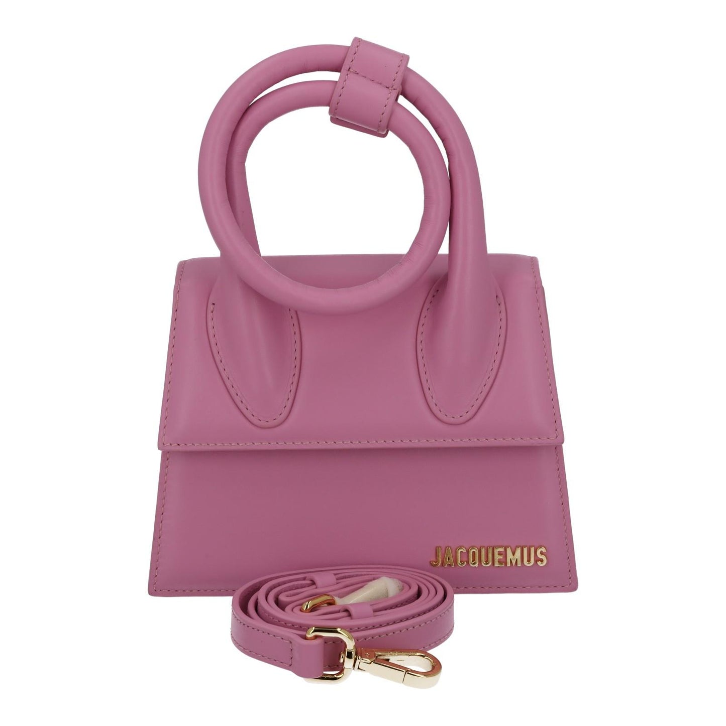 JACQUEMUS Handbag Le Chiquito Noeud Crossbody Strap Pink Leather NEW RRP695