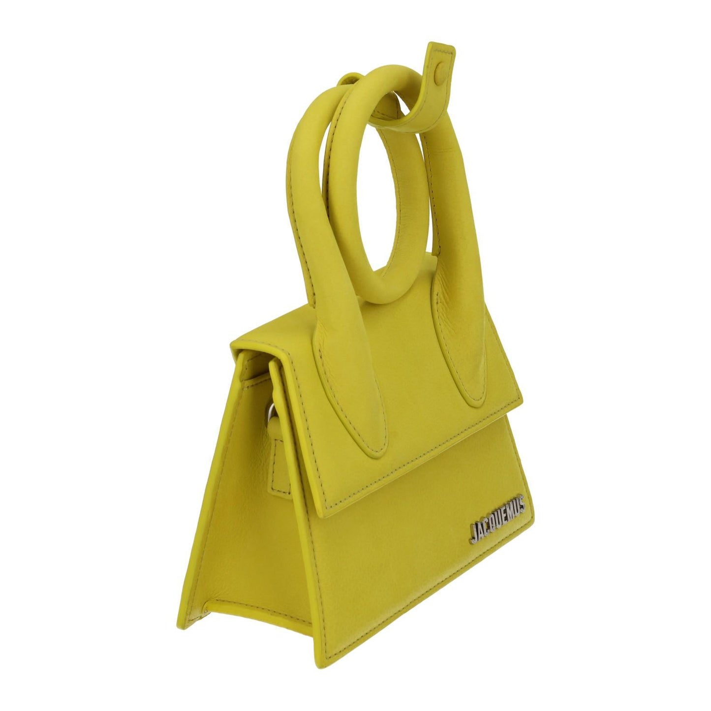 JACQUEMUS Handbag Le Chiquito Noeud Crossbody Flap Yellow Leather NEW RRP690