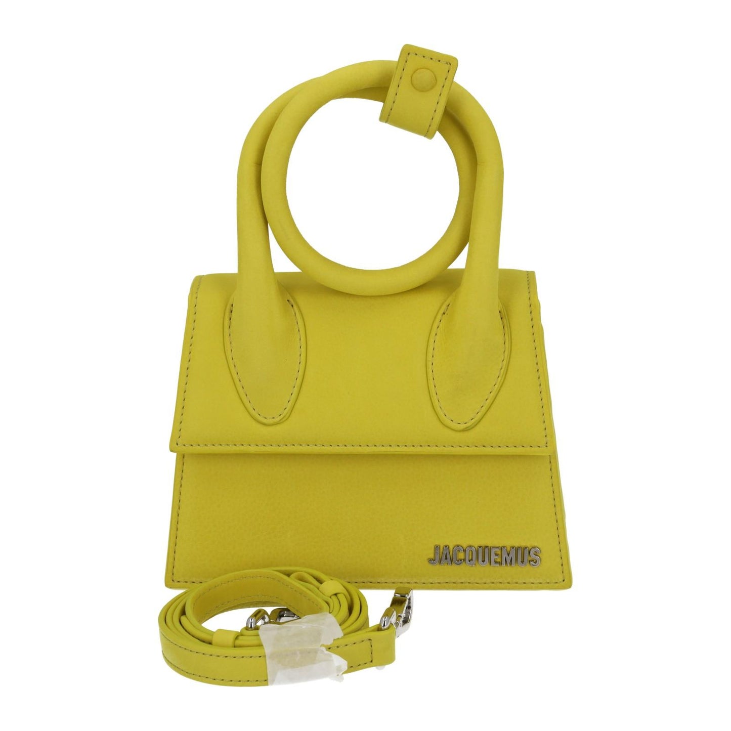 JACQUEMUS Handbag Le Chiquito Noeud Crossbody Flap Yellow Leather NEW RRP690
