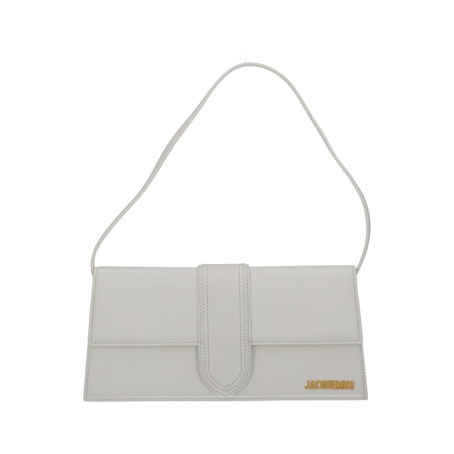 JACQUEMUS Shoulder Bag Le Bambino Long White Leather Flap Close NEW RRP615