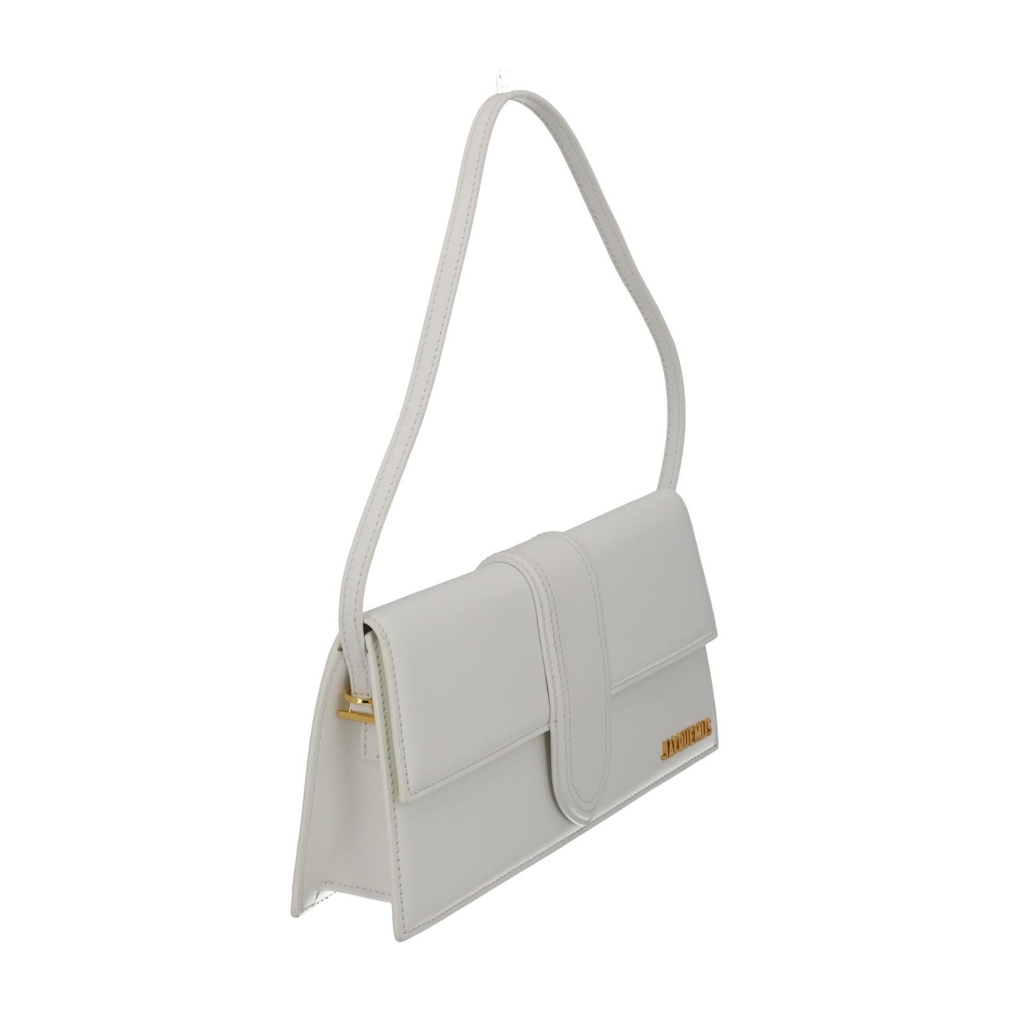 JACQUEMUS Shoulder Bag Le Bambino Long White Leather Flap Close NEW RRP615
