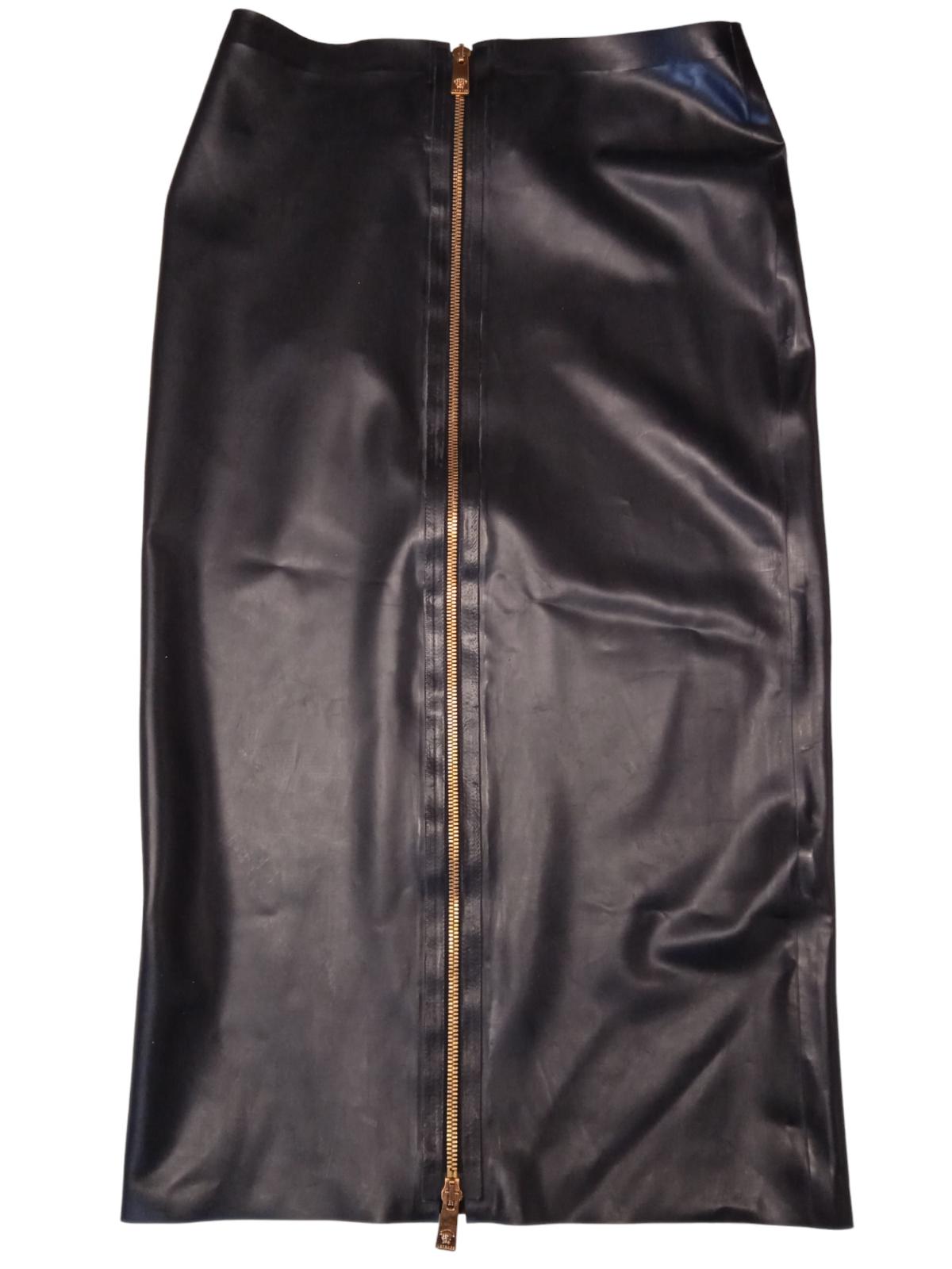 VERSACE Latex Black Knee Length Hip Strap Skirt Ladies Size IT36 UK4 RRP1580 NEW