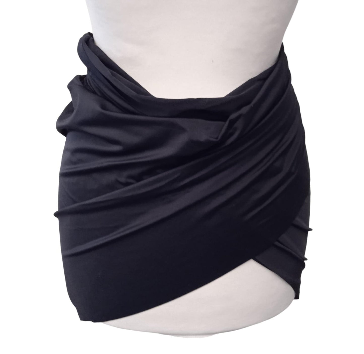 VERSACE Pareo Mini Skirt Ruched Draped Wrap Gold Medusa Black S/M NEW RRP435