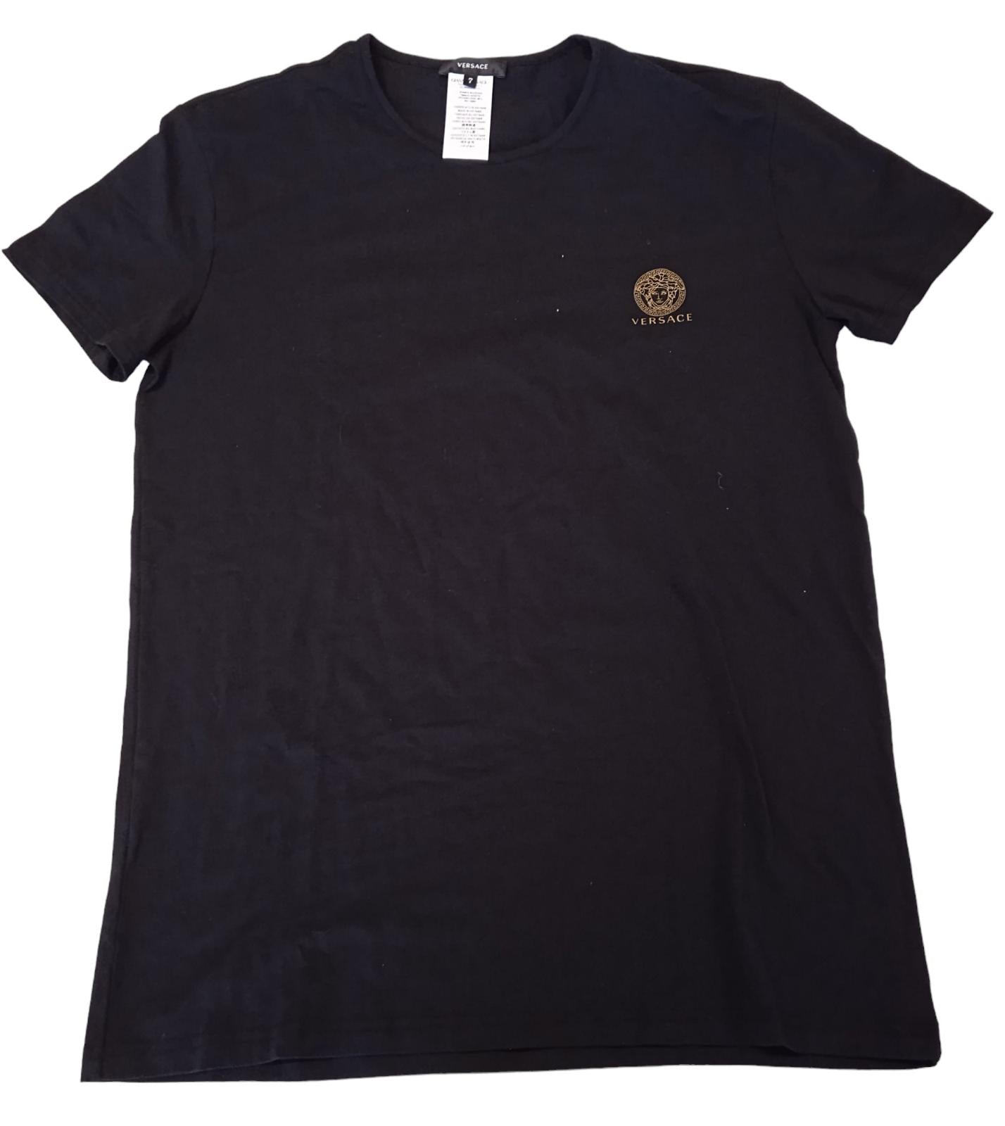 VERSACE Jersey Topeka T-Shirt Bi-Stretch Cotton Men's Black IT7 UK40 NEW RRP100