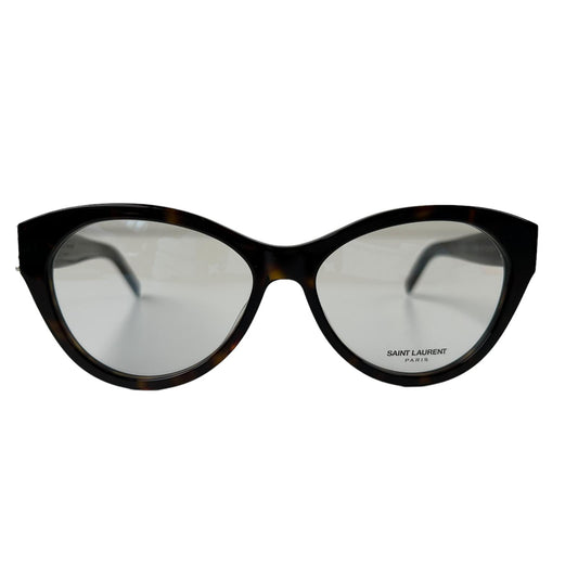 SAINT LAURENT Thick Rim YSL Logo Circular Glasses Brown Ladies OS NEW RRP 275