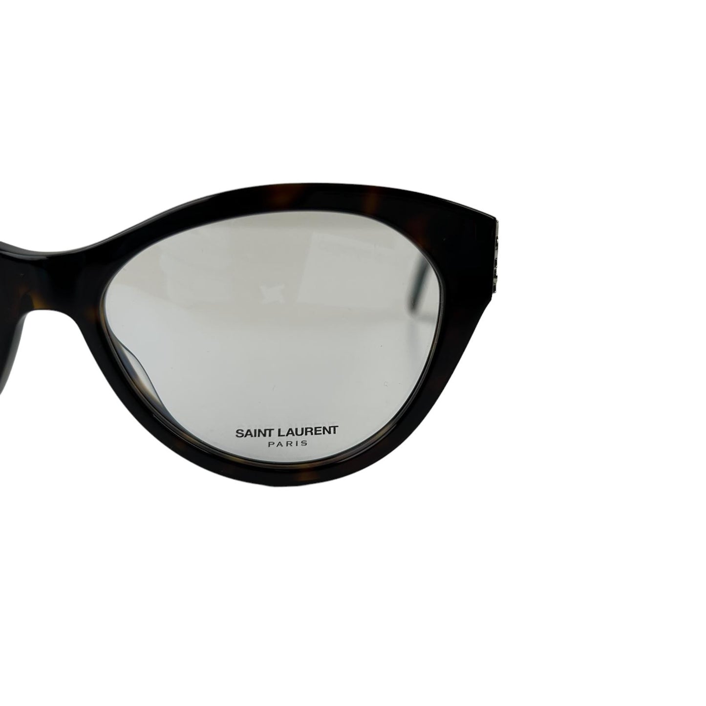 SAINT LAURENT Thick Rim YSL Logo Circular Glasses Brown Ladies OS NEW RRP 275