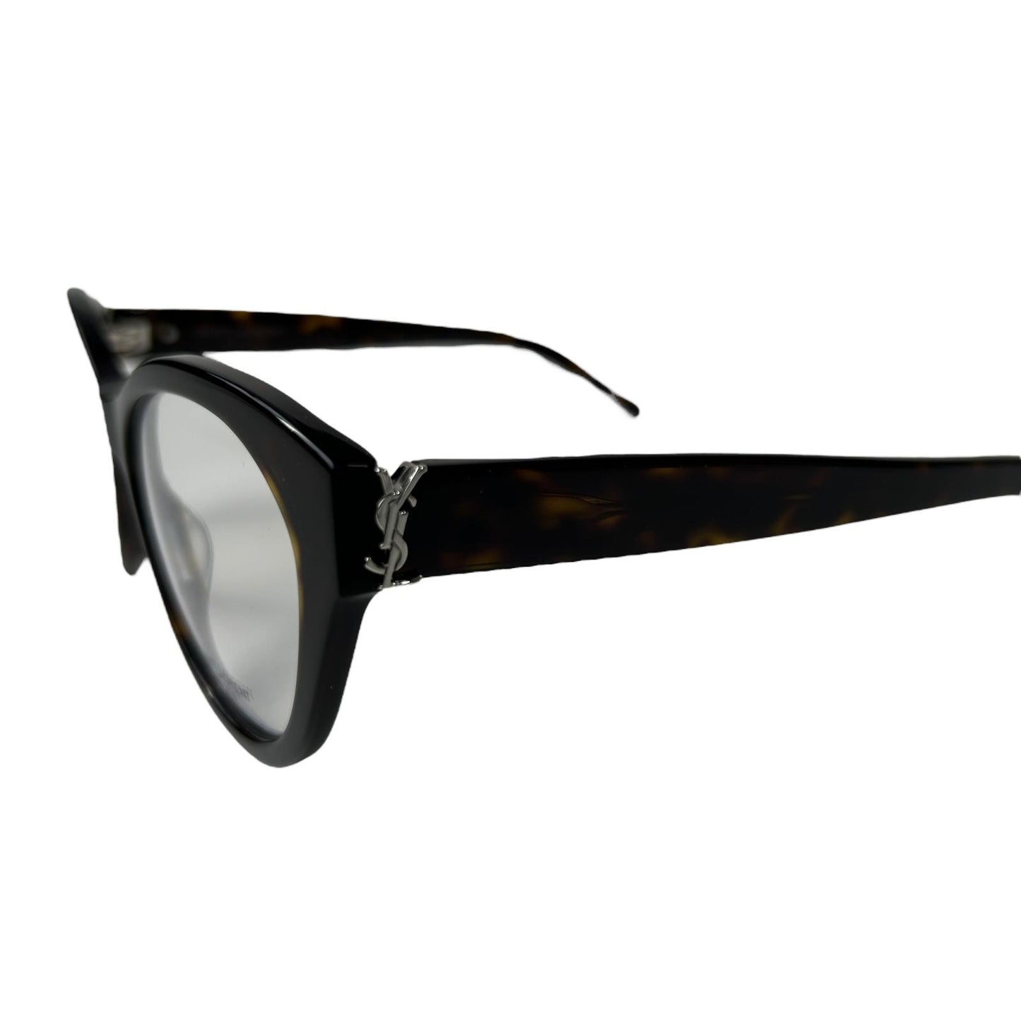 SAINT LAURENT Thick Rim YSL Logo Circular Glasses Brown Ladies OS NEW RRP 275