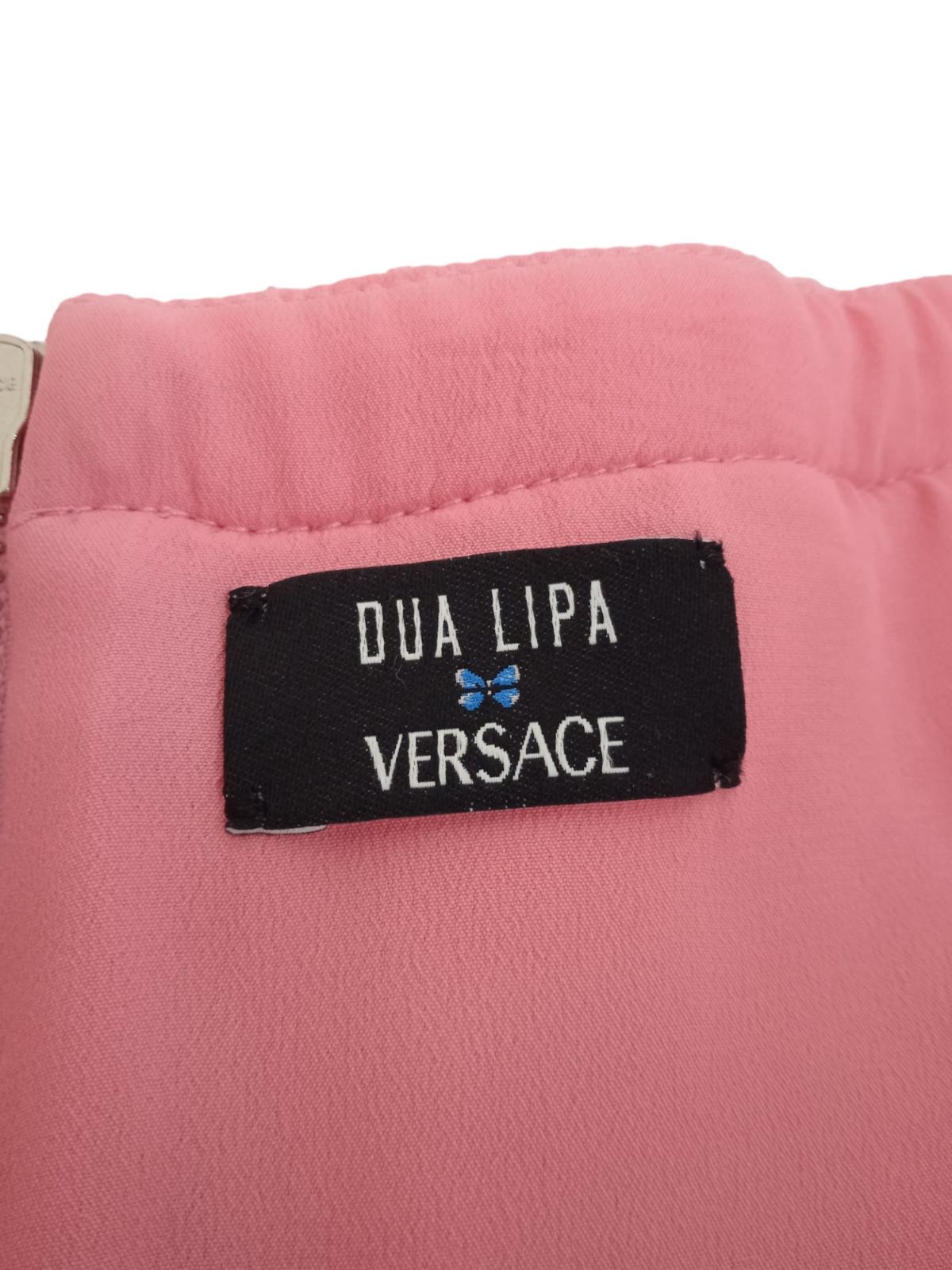 VERSACE Pink Dua Lipa Logo Jacquard Safety Pin Crop Top IT38 UK6 RRP890 NEW