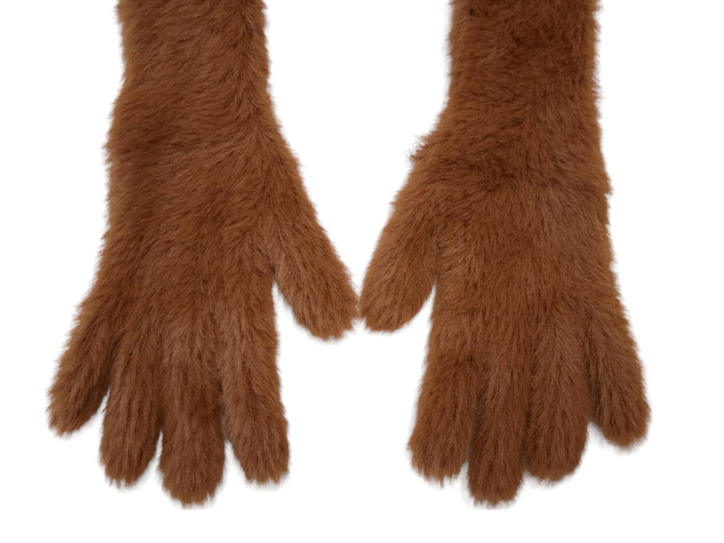 JACQUEMUS Les Gants Neve Fluffy Gloves Ladies Brown & Blue One Size RRP125 NEW
