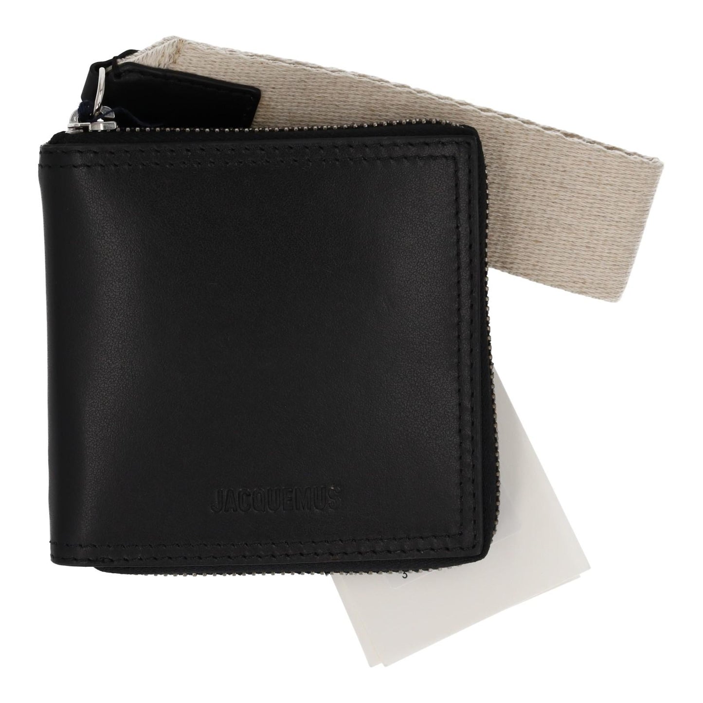 JACQUEMUS Purse Le Carre Rond Wallet Zip Round Black Leather Ladies NEW RRP290