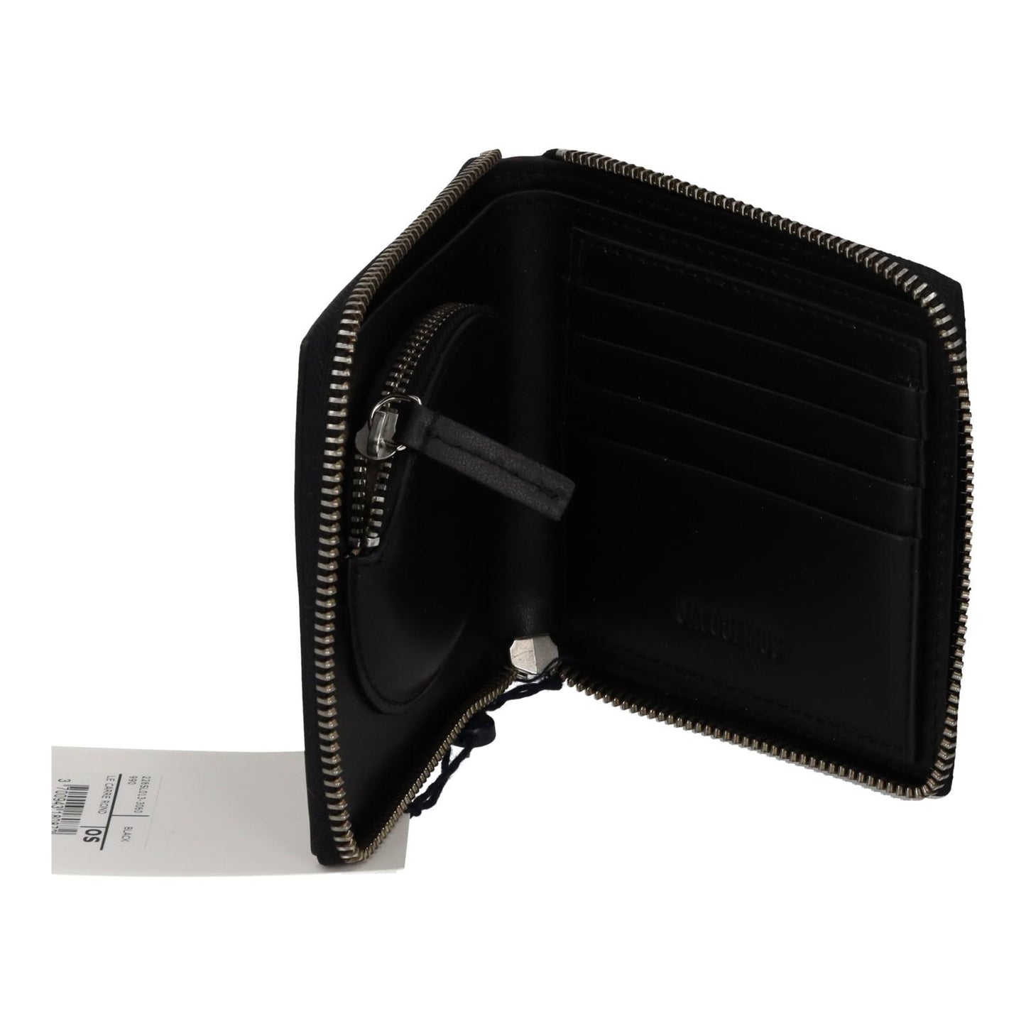 JACQUEMUS Purse Le Carre Rond Wallet Zip Round Black Leather Ladies NEW RRP290