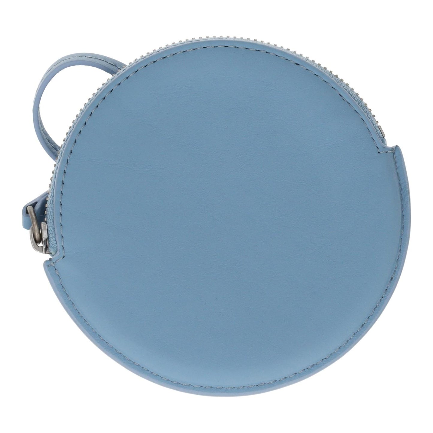 JACQUEMUS Coin Purse Le Pitchou Round Strap Pouch Light Blue Leather NEW RRP200