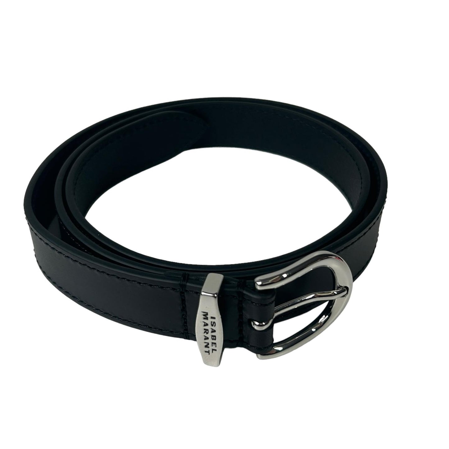 ISABEL MARANT Leather Belt Zadd Whip Stitch Ladies Black Size:90 NEW RRP: 175