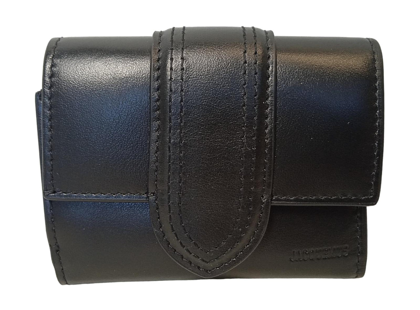 JACQUEMUS Le Compact Bambino Wallet Leather Trifold Flap Black OS NEW RRP275