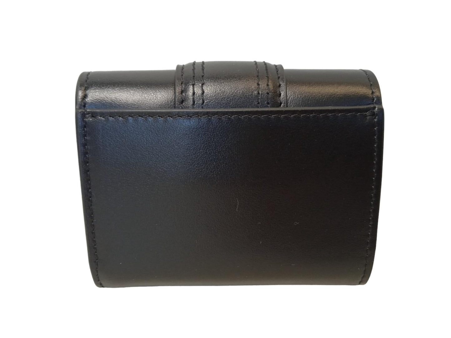 JACQUEMUS Le Compact Bambino Wallet Leather Trifold Flap Black OS NEW RRP275