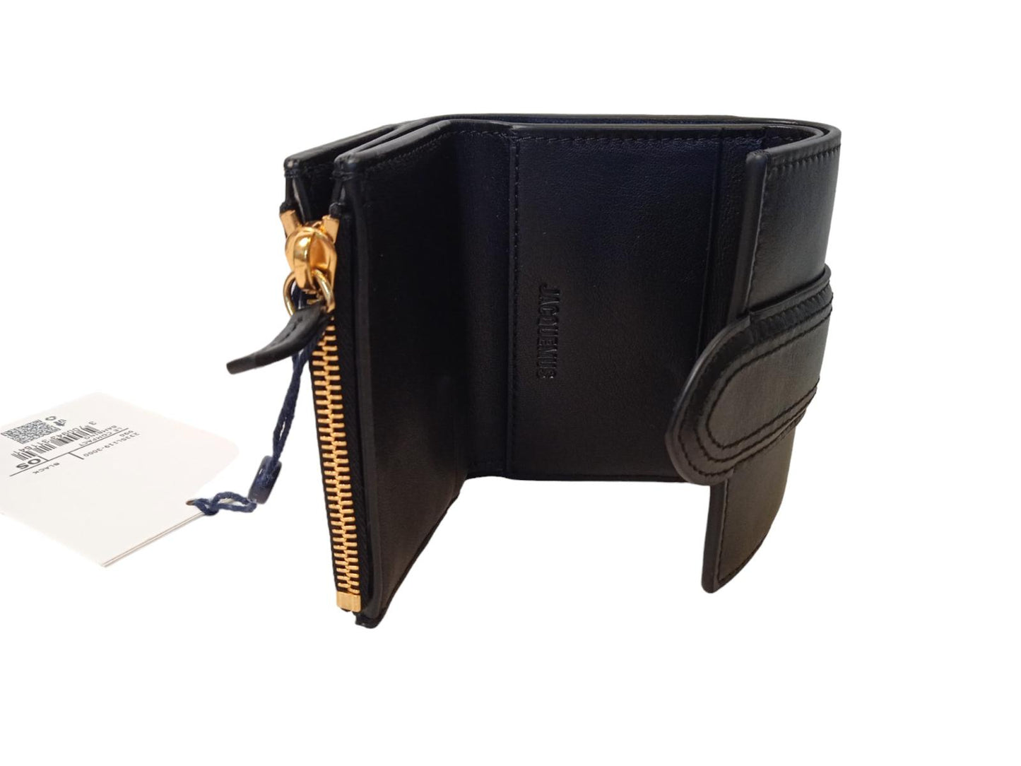 JACQUEMUS Le Compact Bambino Wallet Leather Trifold Flap Black OS NEW RRP275