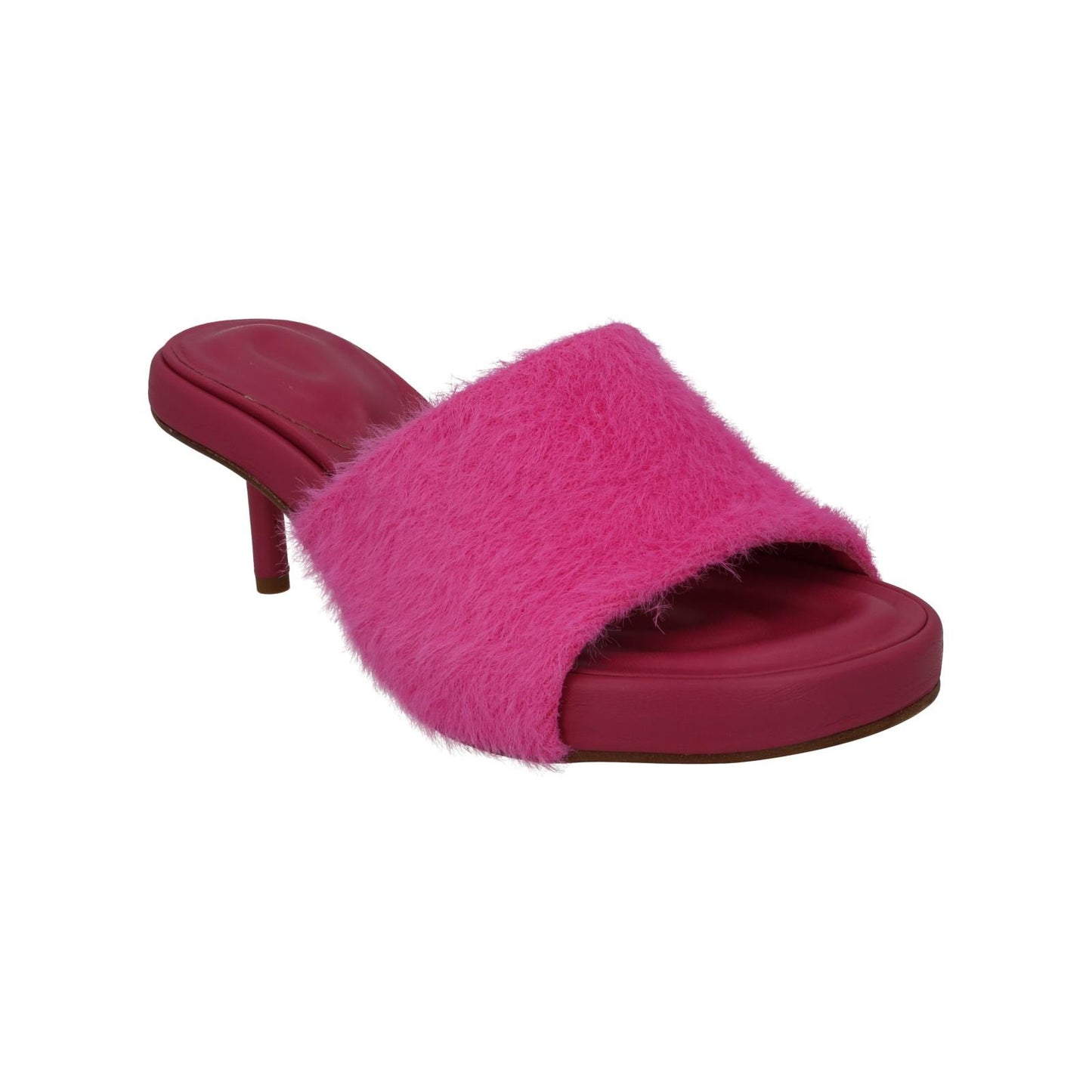 JACQUEMUS Argilla Mule Shoes Fluffy Mid Heel Sandal Pink EU38 UK5 NEW RRP660