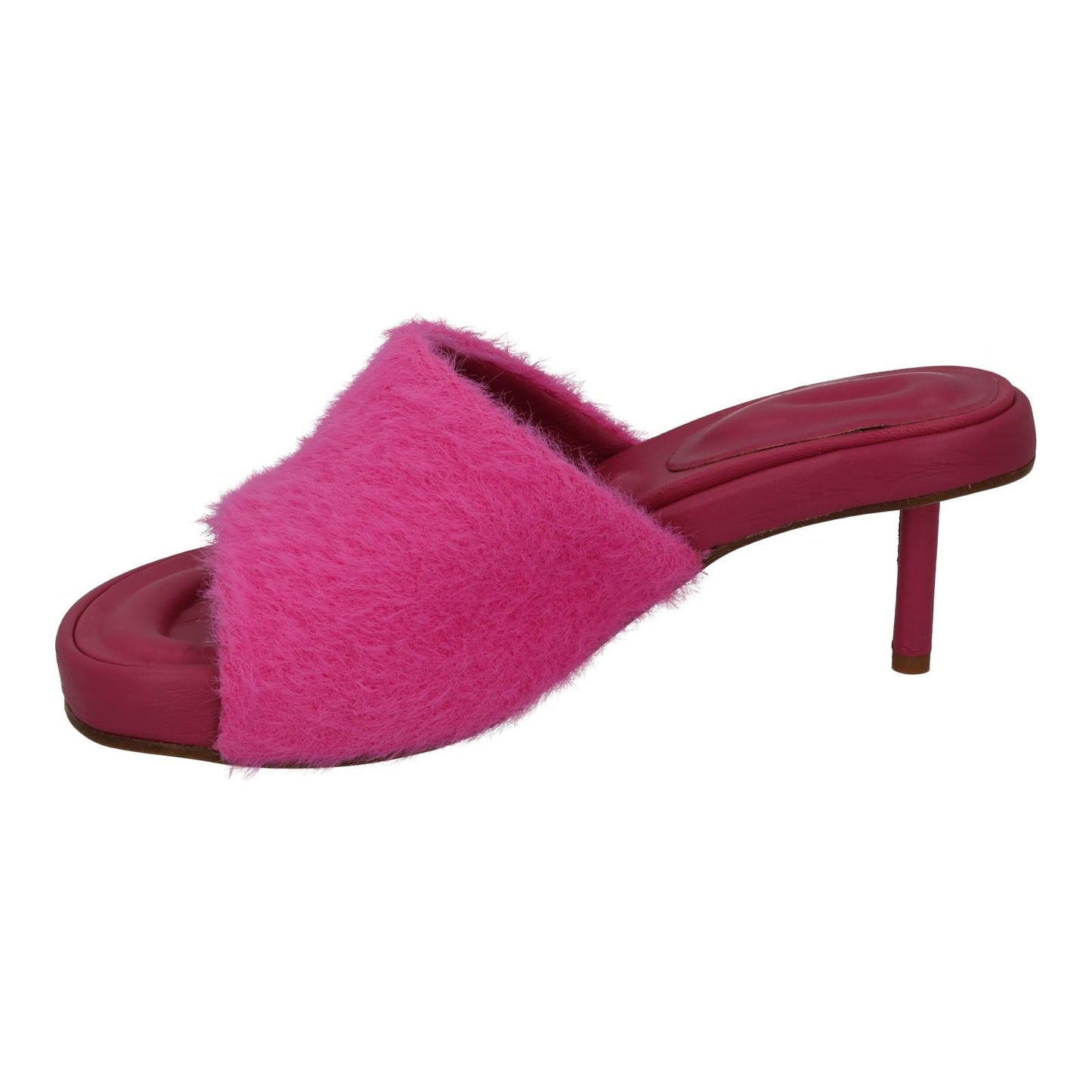 JACQUEMUS Argilla Mule Shoes Fluffy Mid Heel Sandal Pink EU38 UK5 NEW RRP660