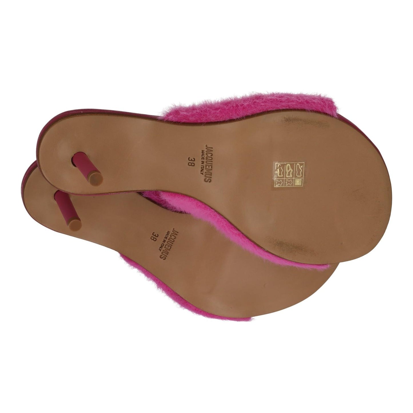 JACQUEMUS Argilla Mule Shoes Fluffy Mid Heel Sandal Pink EU38 UK5 NEW RRP660