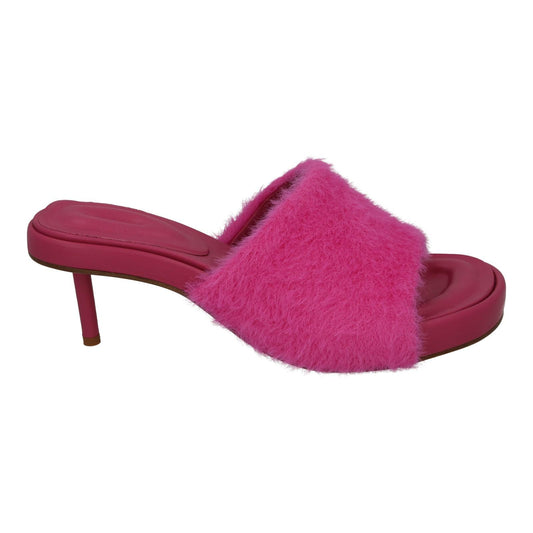 JACQUEMUS Argilla Mule Shoes Fluffy Mid Heel Sandal Pink EU41 UK8 NEW RRP660