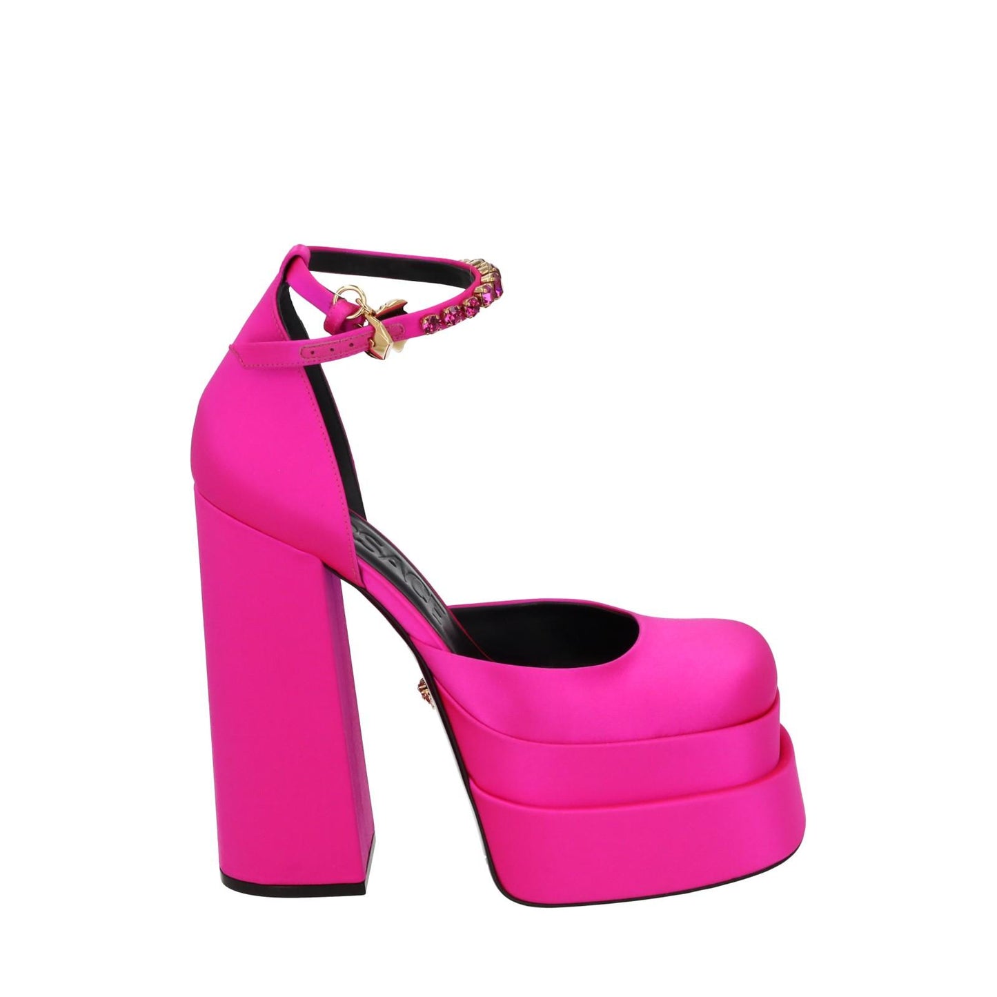 VERSACE Platform Shoe Ankle Strap Pump Pink Satin Leather EU38 UK5 NEW RRP1100