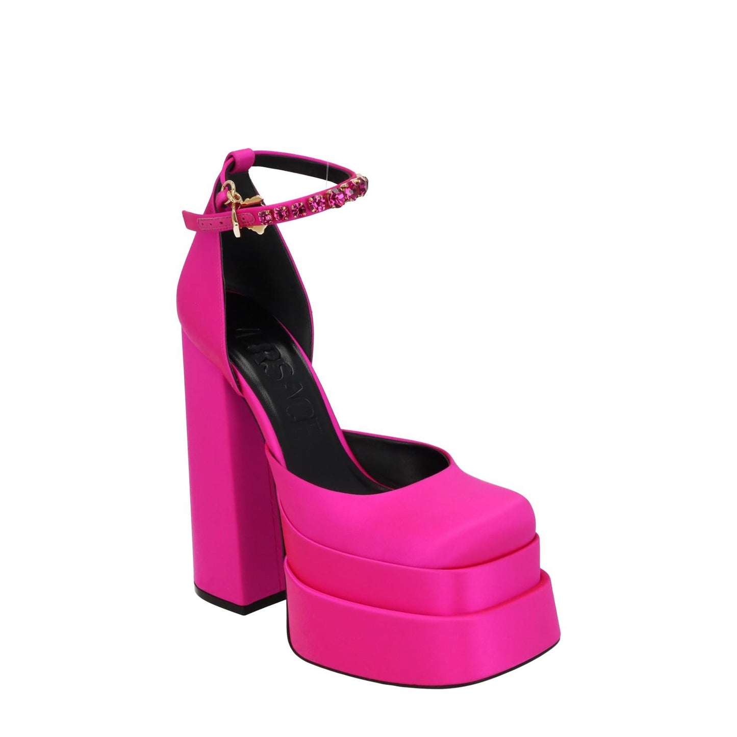 VERSACE Platform Shoe Ankle Strap Pump Pink Satin Leather EU38 UK5 NEW RRP1100