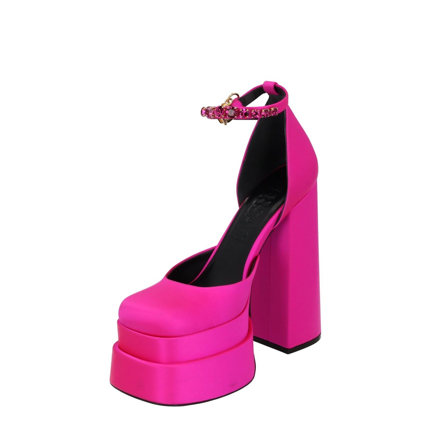 VERSACE Platform Shoe Ankle Strap Pump Pink Satin Leather EU38 UK5 NEW RRP1100