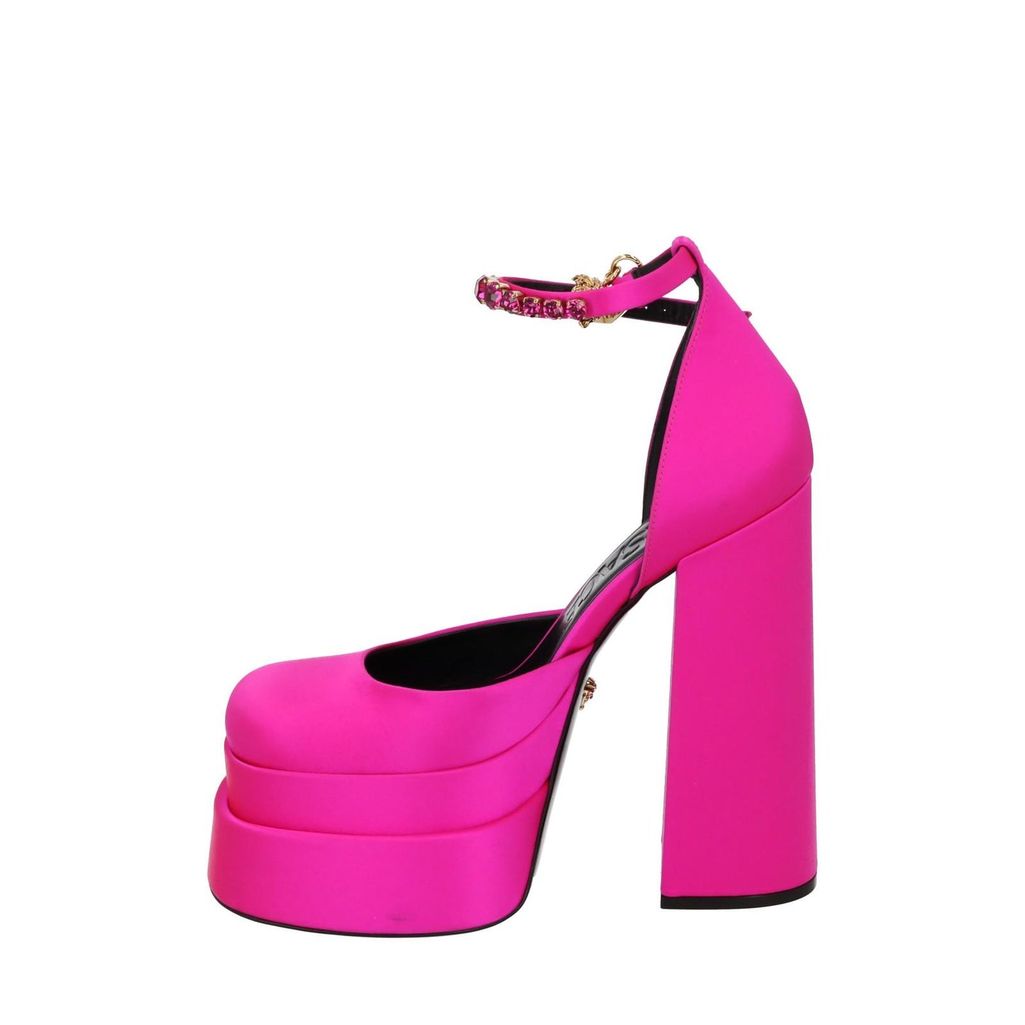 VERSACE Platform Shoe Ankle Strap Pump Pink Satin Leather EU38 UK5 NEW RRP1100