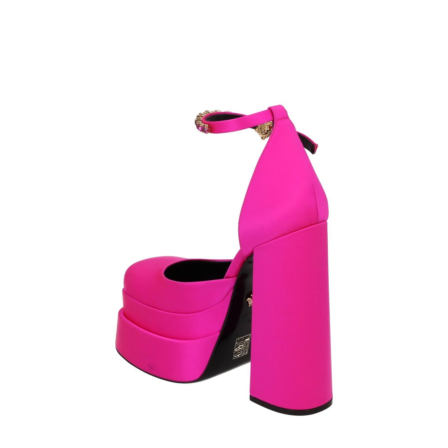 VERSACE Platform Shoe Ankle Strap Pump Pink Satin Leather EU38 UK5 NEW RRP1100