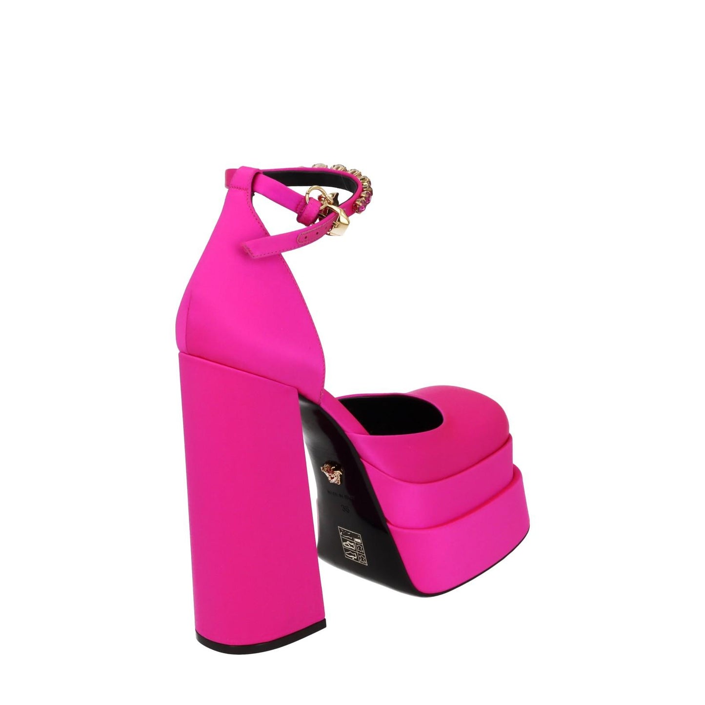 VERSACE Platform Shoe Ankle Strap Pump Pink Satin Leather EU38 UK5 NEW RRP1100