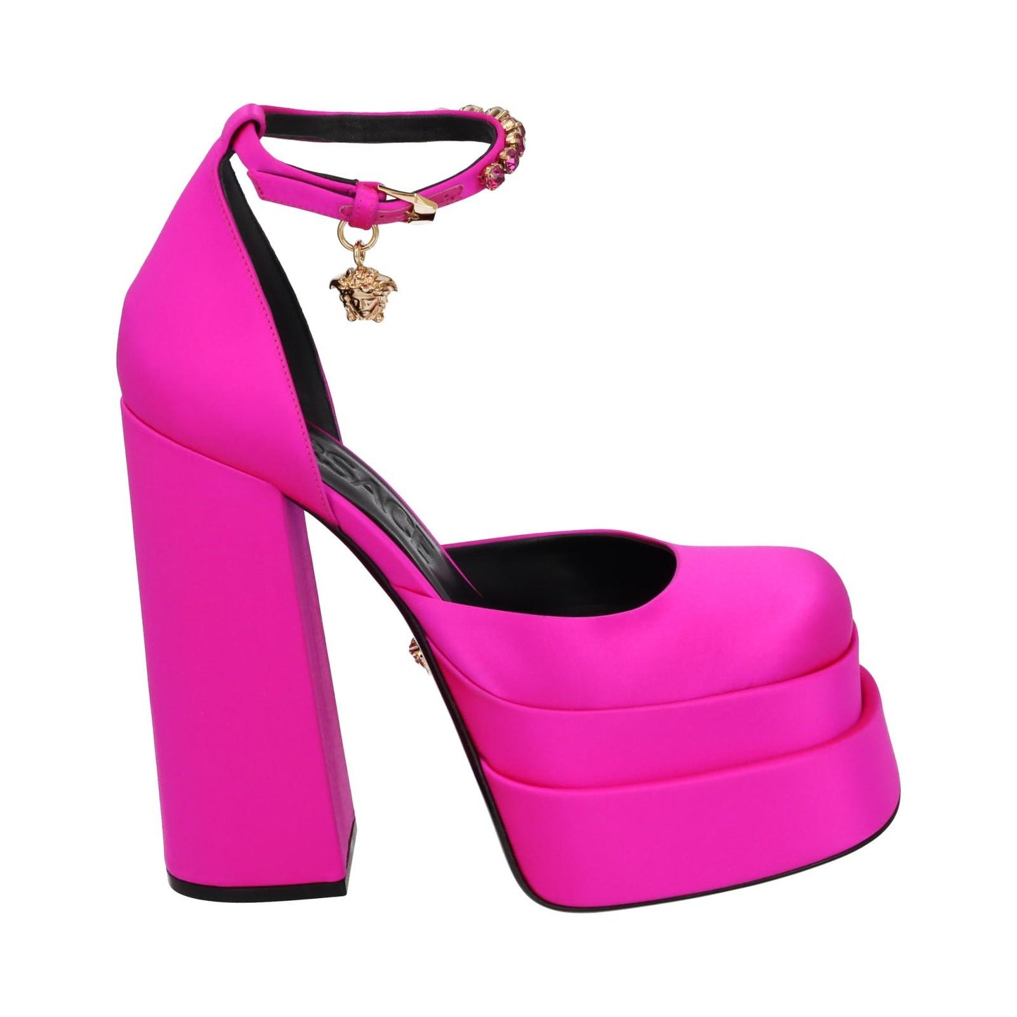 VERSACE Platform Shoe Ankle Strap Pump Pink Satin EU38.5 UK5.5 NEW RRP1100