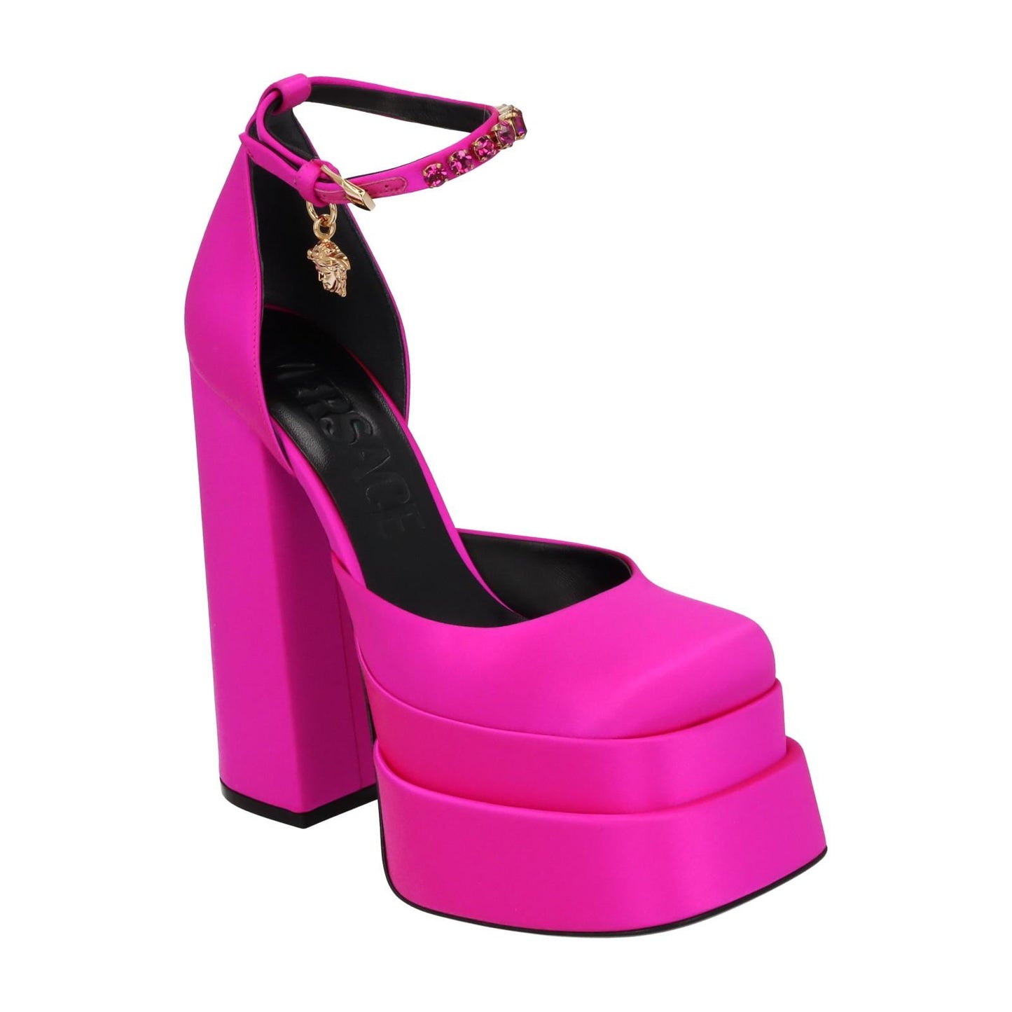 VERSACE Platform Shoe Ankle Strap Pump Pink Satin EU38.5 UK5.5 NEW RRP1100