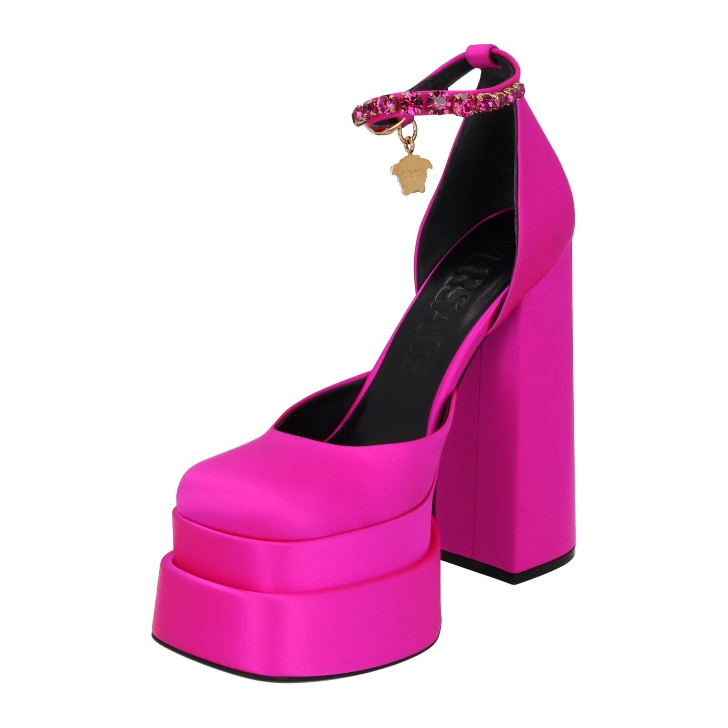 VERSACE Platform Shoe Ankle Strap Pump Pink Satin EU38.5 UK5.5 NEW RRP1100