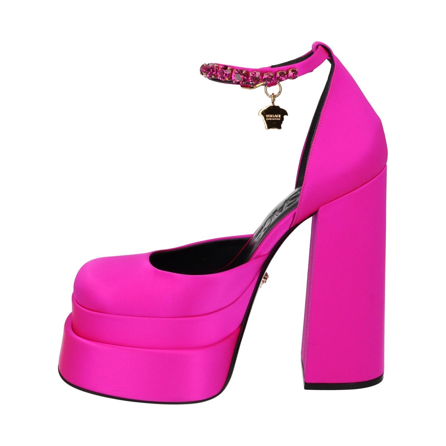 VERSACE Platform Shoe Ankle Strap Pump Pink Satin EU38.5 UK5.5 NEW RRP1100