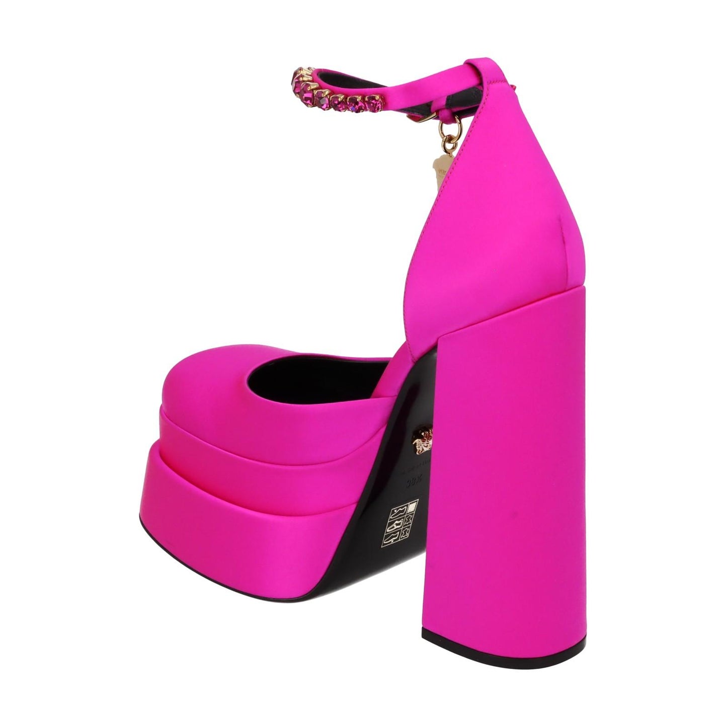 VERSACE Platform Shoe Ankle Strap Pump Pink Satin EU38.5 UK5.5 NEW RRP1100