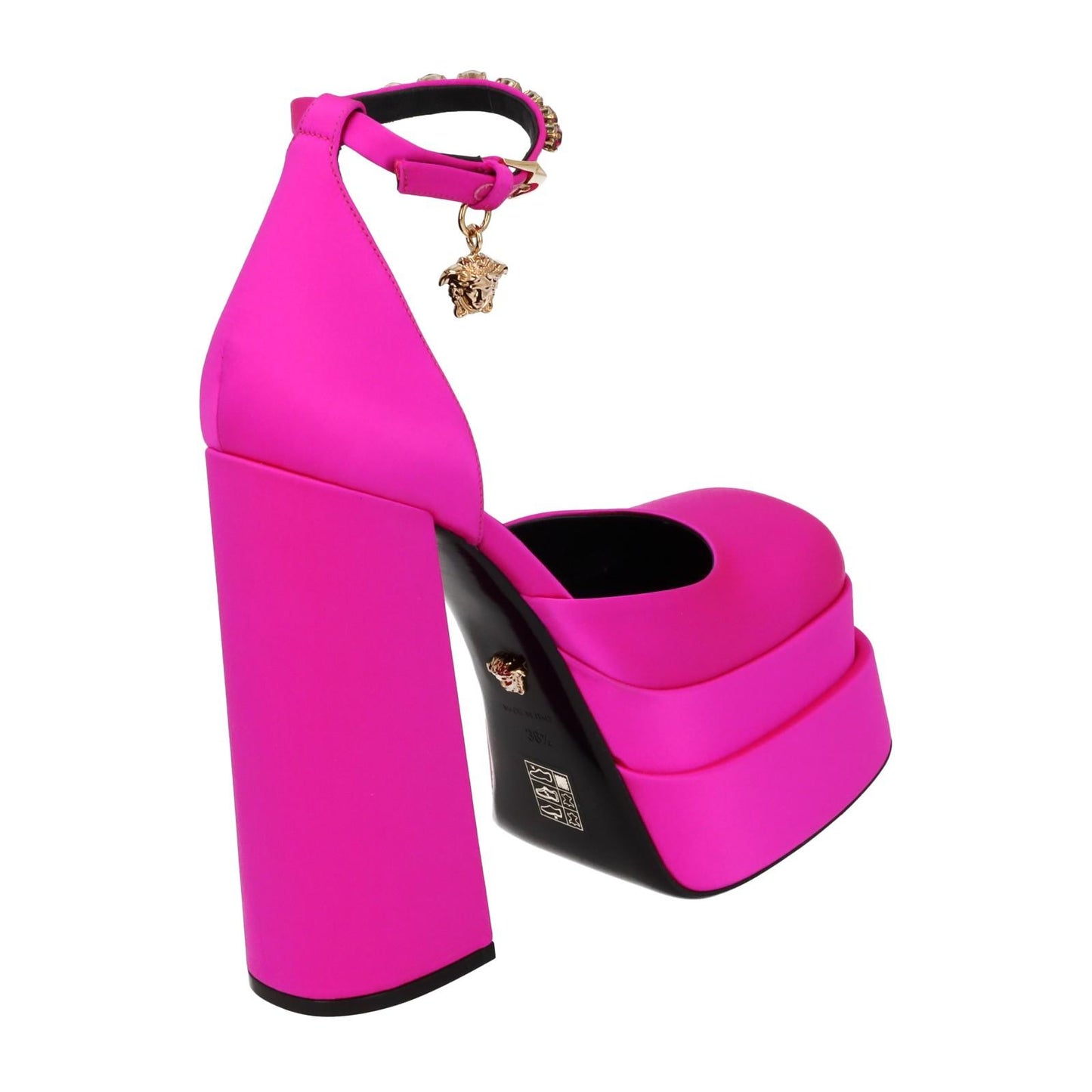 VERSACE Platform Shoe Ankle Strap Pump Pink Satin EU38.5 UK5.5 NEW RRP1100