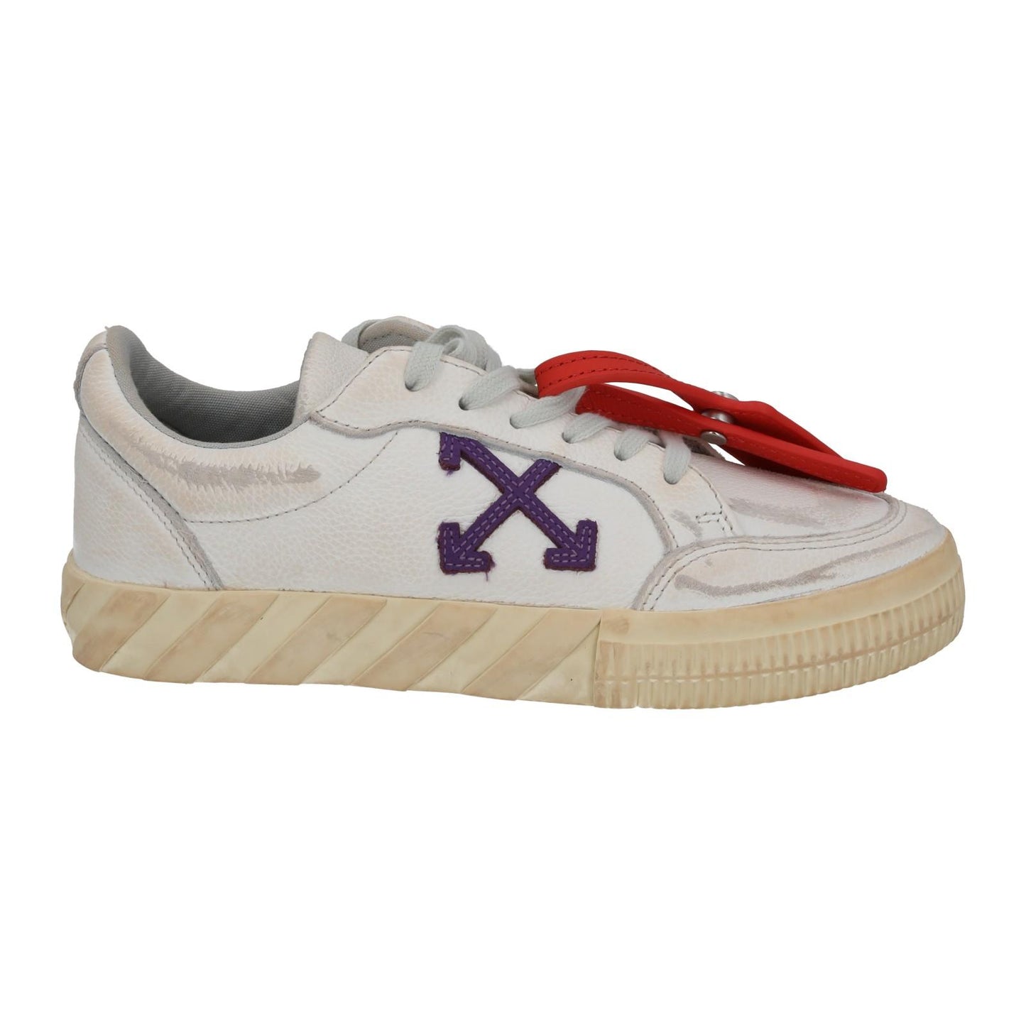 OFF WHITE Trainers Low Vulcanized Distressed White Leather EU37 UK4 NEW RRP440