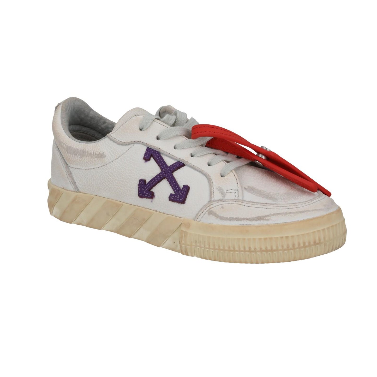 OFF WHITE Trainers Low Vulcanized Distressed White Leather EU37 UK4 NEW RRP440