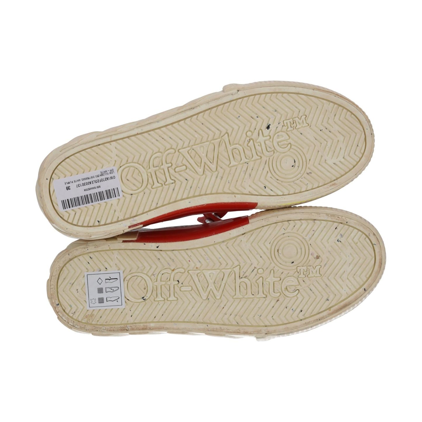 OFF WHITE Trainers Low Vulcanized Distressed White Leather EU39 UK6 NEW RRP440