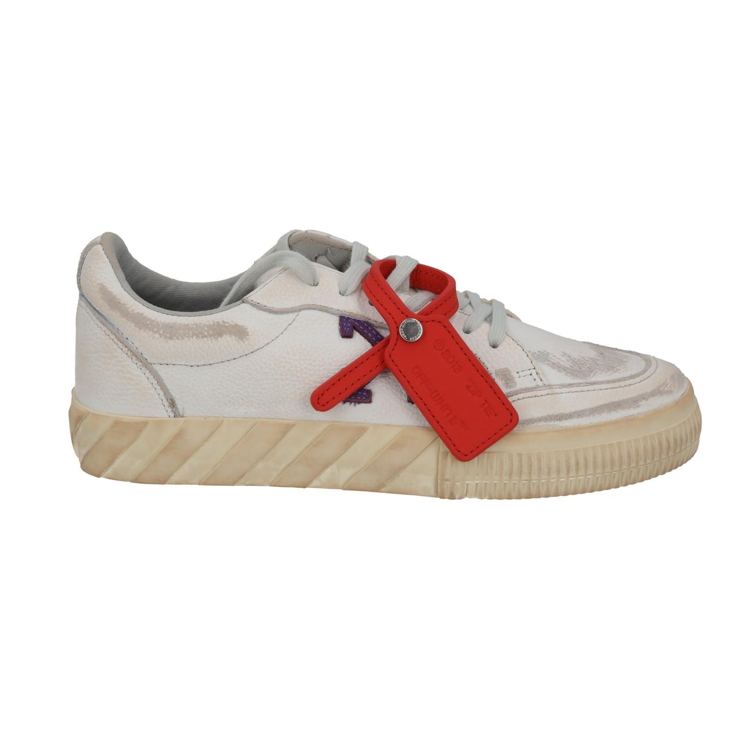 OFF WHITE Trainers Low Vulcanized Distressed White Leather EU40 UK7 NEW RRP440