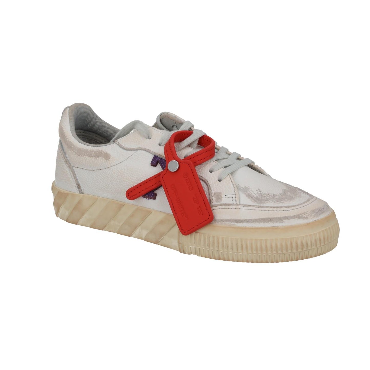 OFF WHITE Trainers Low Vulcanized Distressed White Leather EU40 UK7 NEW RRP440