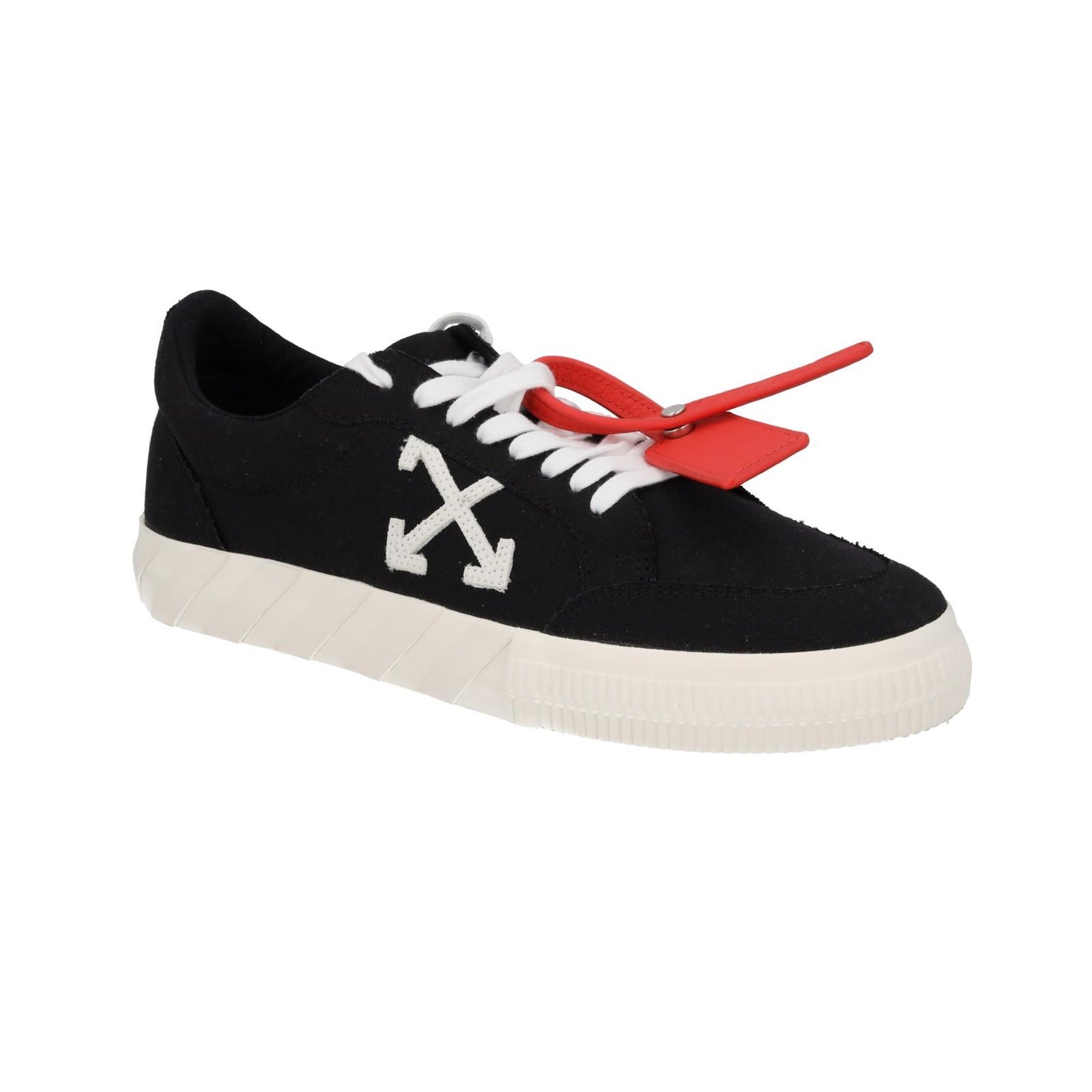 OFF WHITE Trainers Low Vulcanized Canvas Lace Up Black White EU43 UK9 NEW RRP305